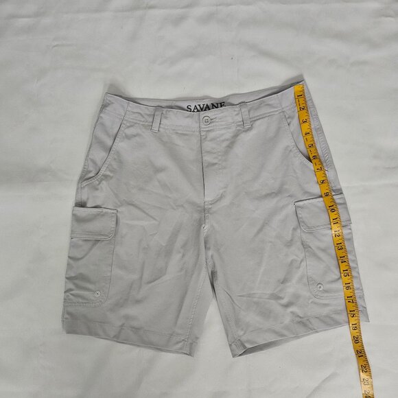 SAVANE Men's Light Gray Relaxed Fit Cargo Shorts Size 32 - Picture 12 of 12